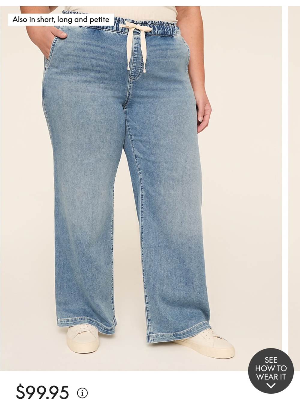 Lane Bryant Light Blue Wide-Leg Drawstring Jeans